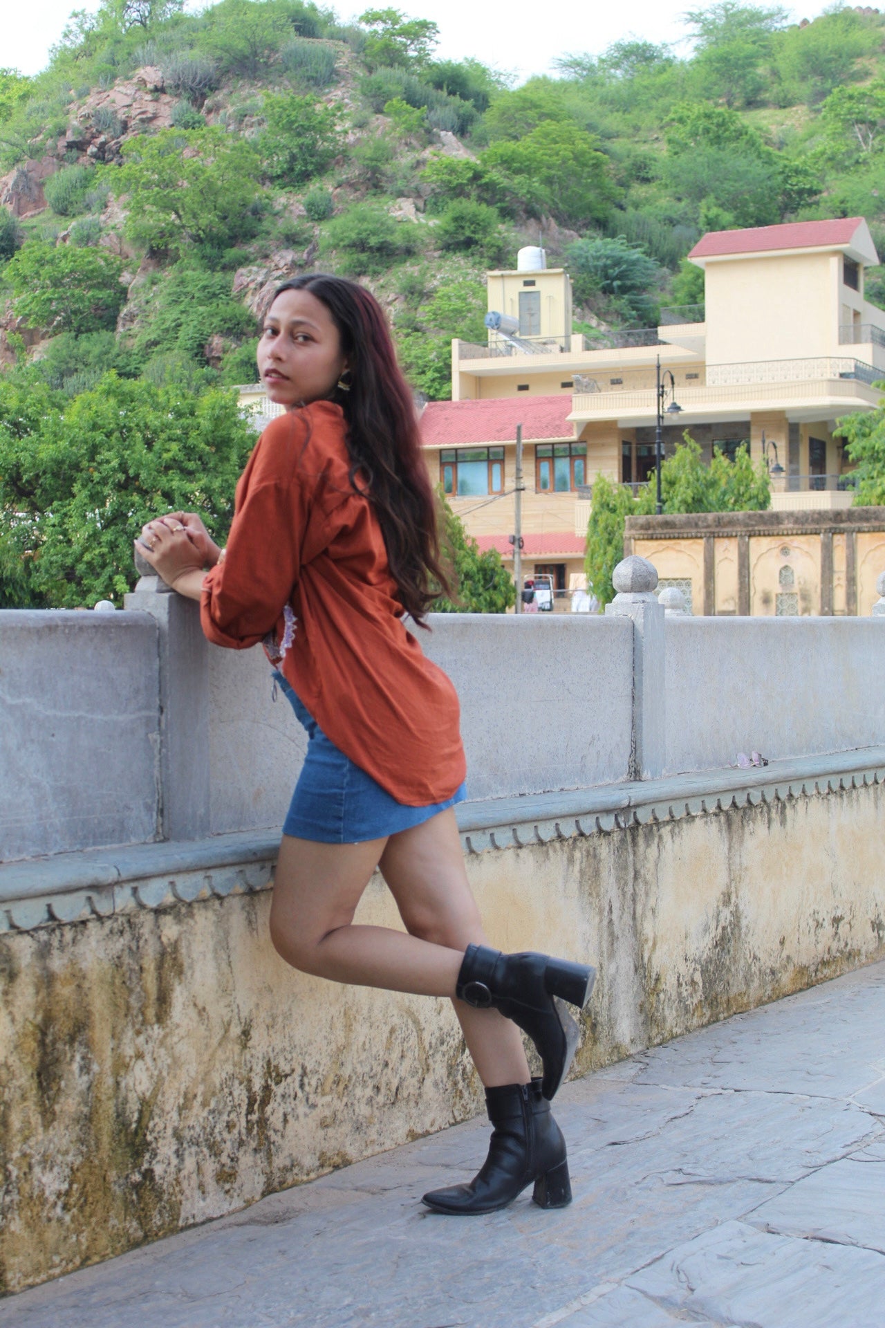 Rust Embroidered Shirt
